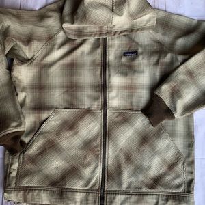 PATAGONIA PLAID JACKET ZIP UP HOODIE BEIGE LARGE